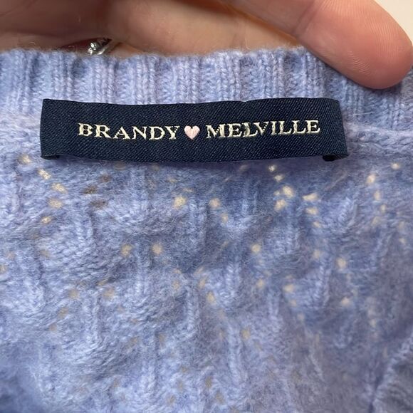 Brandy Melville- Made in Italy Wool Cropped Sweater Vest Pastel Purple Blue- S - Picture 3 of 6